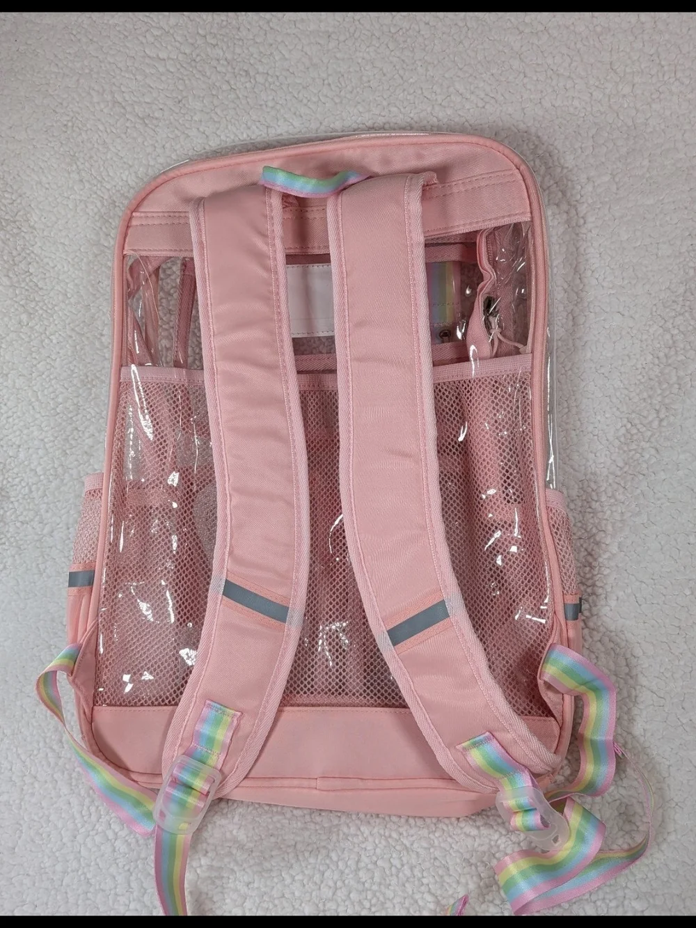 Pink Clear Backpack School resist big New various compartments